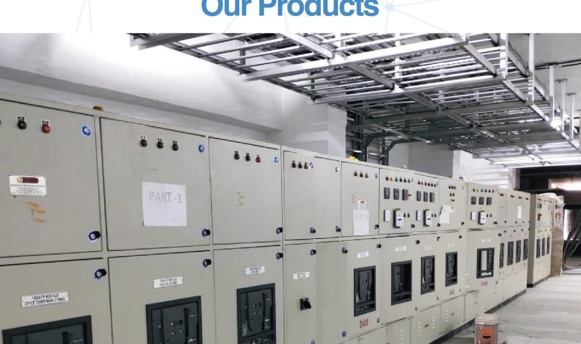 Installed power control center lineup on a plant floor